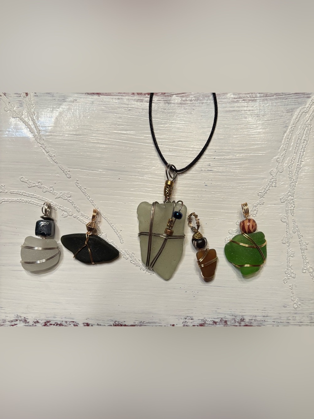 Handmade Sea Glass Pendant Necklace - Light Green